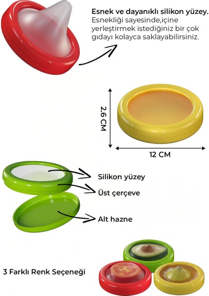 2'li Freshcap - Meyve, Sebze, Soğan, Limon ve Domates Esnek Silikonlu Vakumlu Saklama Kabı fiyatları