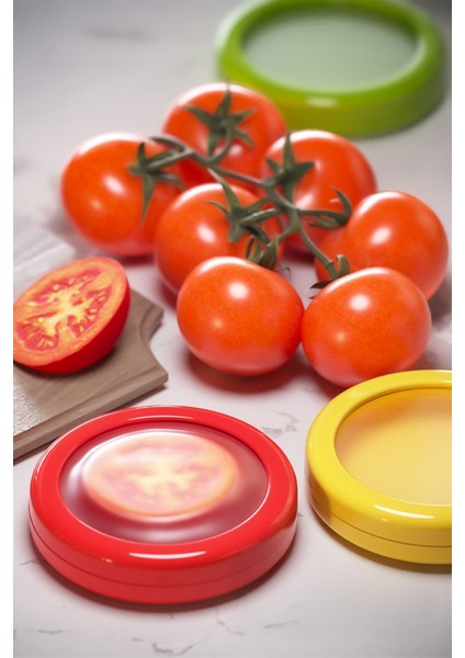 2'li Freshcap - Meyve, Sebze, Soğan, Limon ve Domates Esnek Silikonlu Vakumlu Saklama Kabı modelleri