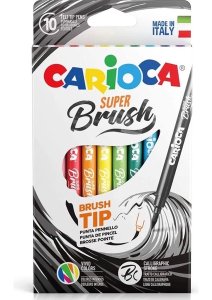 Çocuk Carioca Keçeli Boya Süper Brush Fırça Uçlu 10'lu 42937