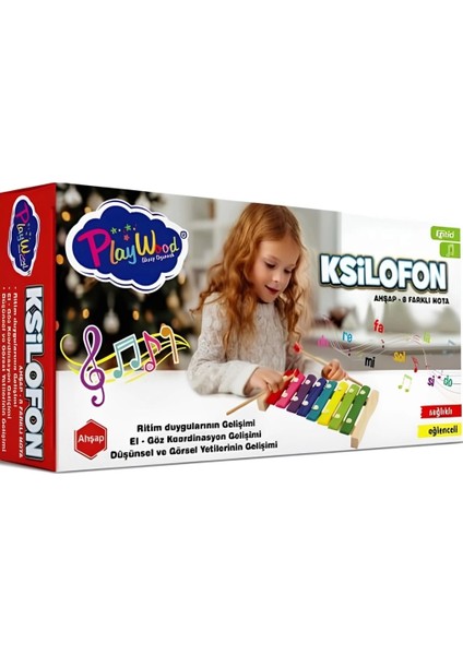 Çocuk Kutuda Ahşap 8 Farklı Notalı Ksilofon