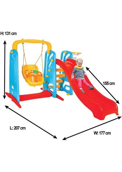 Çocuk 2'si Bir Arada Ergonomik Tasarım Kaydırak ve Salıncak Oyun Parkı