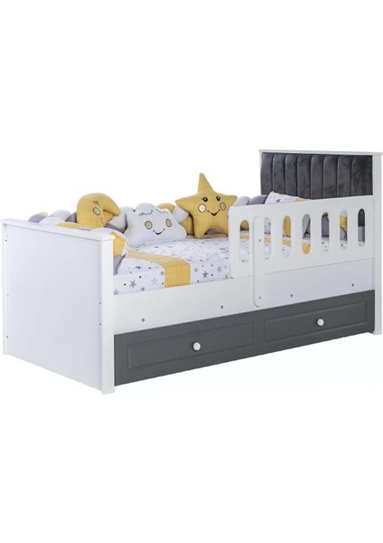 Renas Yavru Yataklı Kapitoneli Çocuk Karyola (%100 Mdf Malzeme)