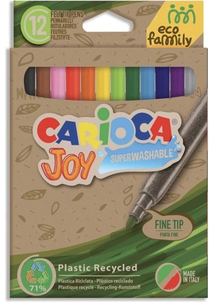 Çocuk Carioca Eco Family Joy Süper Yıkanabilir Keçeli Boya Kalemi 12'li