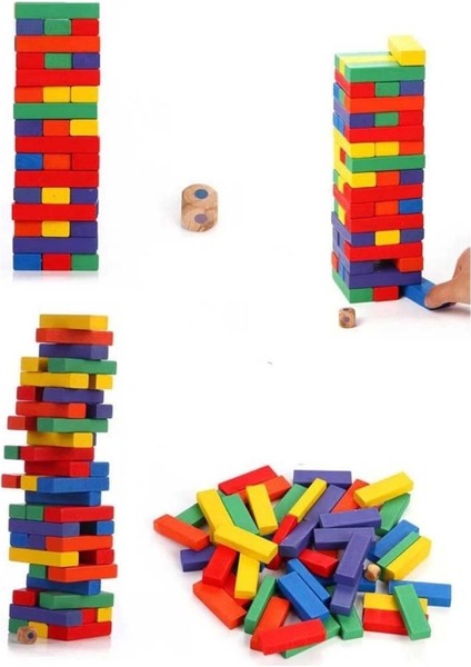 Çocuk Playwood Renkli Ahşap Denge Oyunu 54 Parça