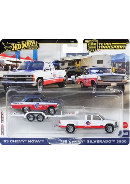 Çocuk Hot Wheels Team Transport 63 Nova 88 Chevy Silverado 3500 HRV42 modelleri