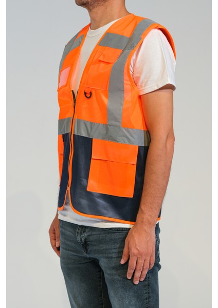 Mühendis Reflektörlü Ikaz Yeleği 10 Adet Turuncu modelleri