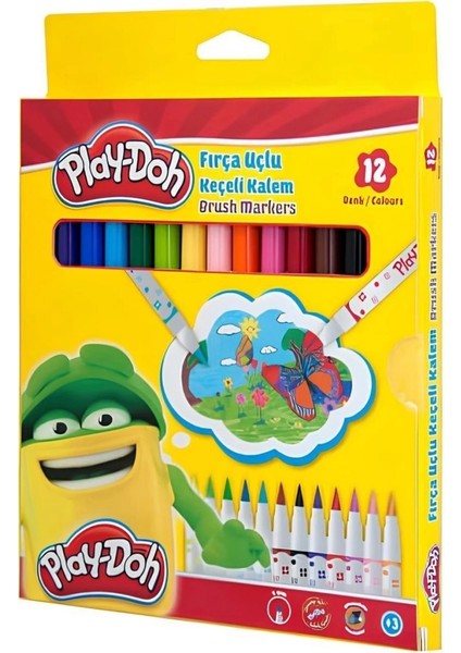 Çocuk Play-Doh Fırça Uçlu Keçeli Kalem 12'li