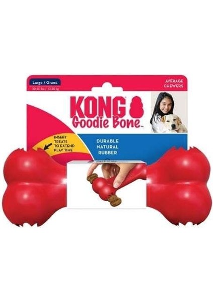 Kemik Şeklinde Kauçuk Köpek Oyuncağı Large 21 cm Kırmızı