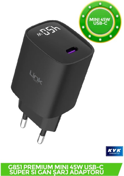 G851 Premium 45W Pd Gan3 Usb-C Şarj Adaptörü