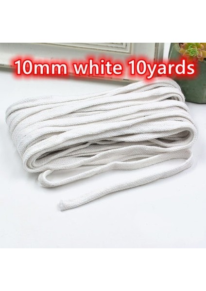 10 Mmbeyaz 10 Yarda Stili 10MM Pamuk Düz Halat Kordon Hollow Bükülmüş Dokuma Dize Örgülü Tel Halat Dıy El Yapımı Ev El Sanatları Pantolon Ayakkabı Çanta Aksesuarları (Yurt Dışından)