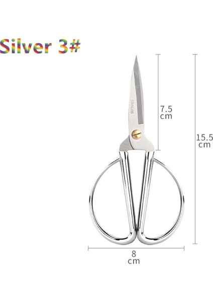 No.3 Gümüş 15.5cm Tarzı Paslanmaz Çelik Gül Altın Gümüş Dikiş Ors Kısa Kesici Dayanıklı Vintage Ev Terzi Ors Için Kumaş El Sanatları Aracı (Yurt Dışından)