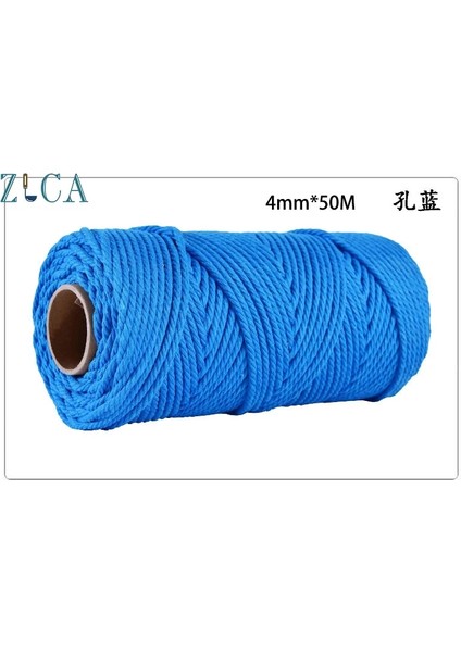 Mavi Göl Stili 4mm X50M Halat Bükülmüş Kordon 100% Pamuk Halat Renkli Sicim Makrome Kordon Dize Iplik Parti Düğün Dekorasyon Için Dıy Kordon 4mm (Yurt Dışından)