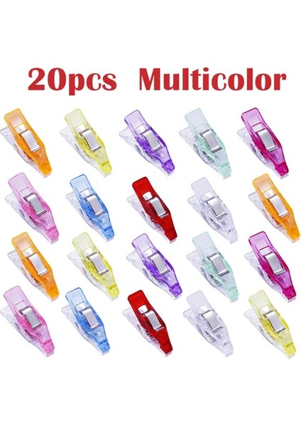 20 Adet Çok Renkli Stil Mıusıe Kumaş Klipler Konfeksiyon Klip Plastik Klipler Patchwork Dekorasyon Için Renkli Dikiş Klipleri Kelepçe Giysileri (Yurt Dışından)