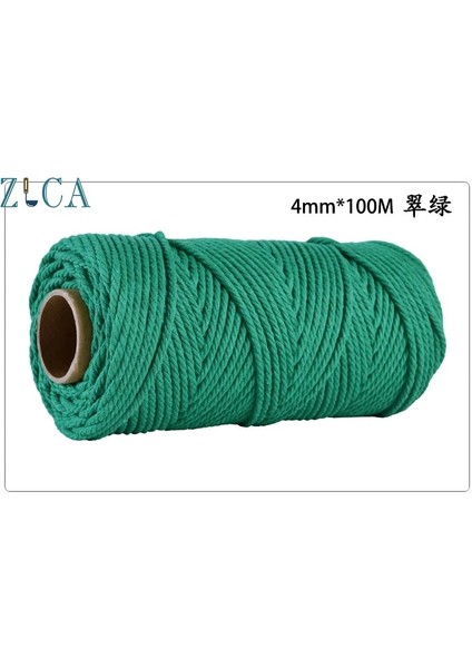 Bekaret Tarzı 4mm x 110 Yards Renkli Kordon Halat Ipliği Bükülmüş Makrome Dize Dıy Çanta Ev Dekor Tekstil Sarma Dekoratif Pamuk Kordon (Yurt Dışından)
