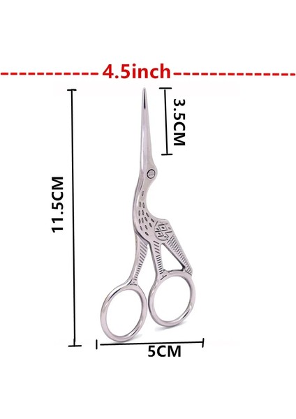 4.5 Inç Gümüş Tarzı Vinç Çapraz Dikiş Retro Klasik Vintage Antik Nakış Dikiş Paslanmaz Çelik Kuyruk Ipliği Veya Iplik Kesici (Yurt Dışından)