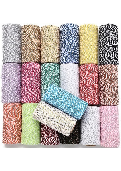 22 Kırmızıyeşilbeyaz Stil 100MROLL Pamuk Kordon Fırıncı Sicim Renkli Pamuk El Sanatları Sicim Makrome Kordon Dize Dıy Ev Tekstili Hediye Sarma Düğün Dekor (Yurt Dışından) modelleri