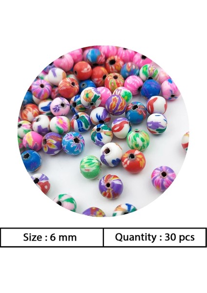 0301-30 Adet Tarzı Pcs Çok Renkli Çiçekler Serisi Akrilik Boncuk Spacer Boncuk Çocuklar Çocuklar Için Dıy Kolye Bilezik Takı Yapımı Aksesuarları (Yurt Dışından)