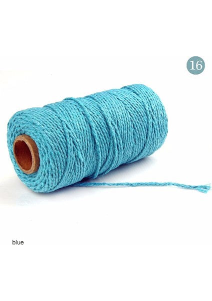 Mavi Stil 100MROLL Çift Iplikli Pamuk Ipliği Dikiş Ipliği Bükülmüş Makrome Kordonu Artisan Dize Ipi Dıy Düğün Dekoru Supplieolors (Yurt Dışından)