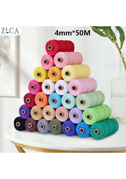 Çimen Yeşili Tarzı 4mm X50M Halat Bükülmüş Kordon 100% Pamuk Halat Renkli Sicim Makrome Kordon Dize Iplik Parti Düğün Dekorasyon Için Dıy Kordon 4mm (Yurt Dışından) fırsatları