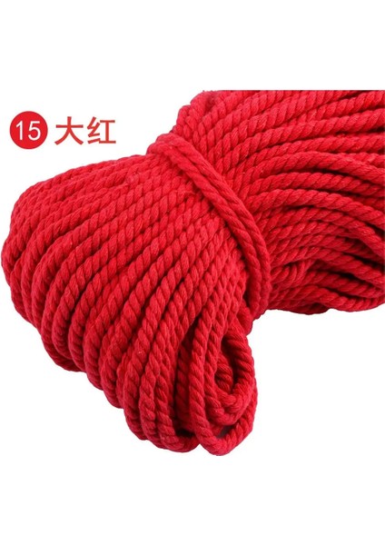 15 Kırmızı Stil 5mm Kalın Pamuklu Halat Dıy Craft Örgülü Renk Halat Dekorasyon Kiriş Ağız Bağlama Dekoratif Dikiş Bezi Üç Telli Iplik 5m (Yurt Dışından)