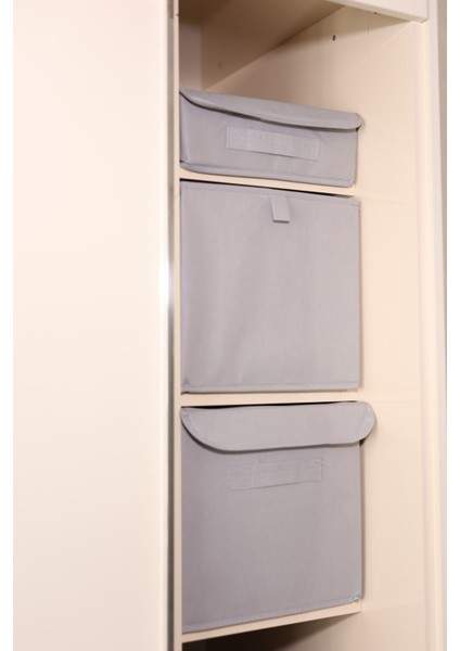 Gri Kapaklı, Kapaksız ve Makyaj Dolap Içi Düzenleyici Katlanır Saklama Kutusu Organizer Set