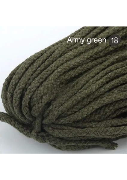 18 Ordu Yeşili Stili 25 Yards 7mm Pamuk Halat El Sanatları Dekoratif Bükülmüş Kordon Halat El Yapımı Dekorasyon Için Dıy Kordon Ficelles Couleurs Iplik Kordon (Yurt Dışından)