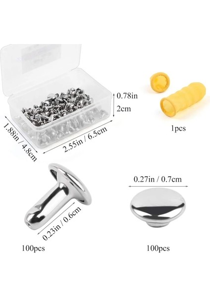Gümüş 7MMX6MM Stili Tlkkue Deri Metal Çıtçıt Düğmeleri Plastik Kutu Eşleşen Plastik Parmak Karyolası 2 Renk Deri El Sanatları Aksesuarları Metal Çiviler Seti (Yurt Dışından)