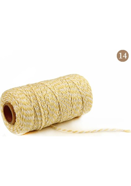 Sarı Beyaz Stil 100 M * 2 mm Çift Renkli Pamuk Fırıncılar Sicim Dize Pamuk Kordonlar Halat El Yapımı Noel Hediyesi Için Ambalaj Craft Dıy Hediye Paketi (Yurt Dışından)
