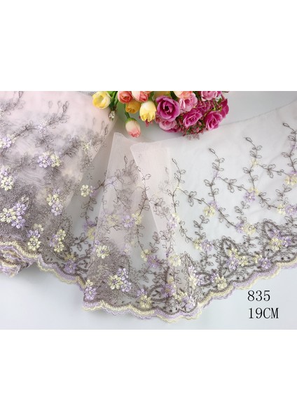 NO.836 Stili Lot 1 Yards Narin Işlemeli Çiçek Pembemorkırmızıbeyazsiyah Tül Dantel Süsleme Dıydikişdüğün Danteli 02 (Yurt Dışından) modelleri