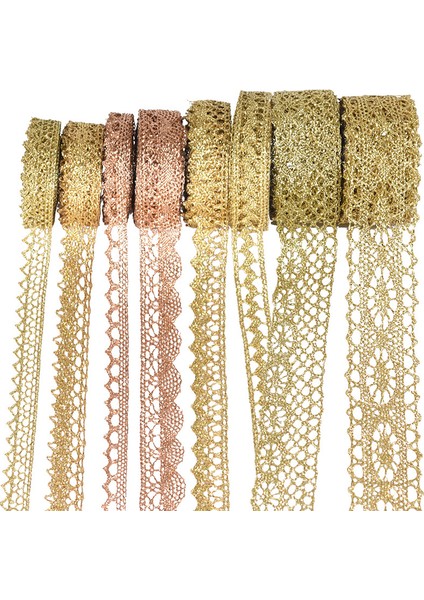 B10 Stili 10 Yard Yard Goldsilver Dantel Trim Şerit Rulo Glitter Tığ Işi Kurdela Dokuma Dekor Dıy Craft Hediye Paketleme Dikiş Malzemeleri (Yurt Dışından)