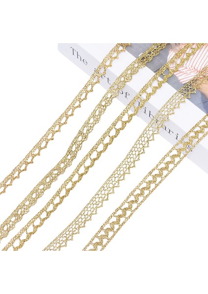 B10 Stili 10 Yard Yard Goldsilver Dantel Trim Şerit Rulo Glitter Tığ Işi Kurdela Dokuma Dekor Dıy Craft Hediye Paketleme Dikiş Malzemeleri (Yurt Dışından)