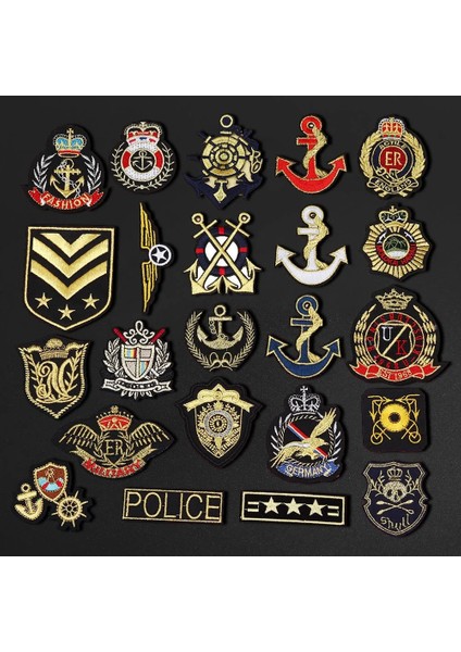 N5-BT8342 Stili 2021 Yeni Altın Işlemeli Çapa Askeri Yamalar Giysi Üzerinde Demir Sırt Çantası Kot Çıkartmalar Diy Ütü Aplikler (Yurt Dışından) fiyatları