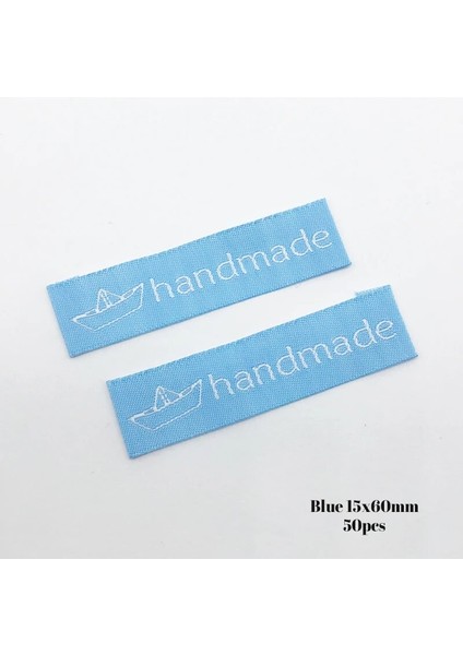 Mavi 15MM 50PCS Tarzı El Yapımı Dikiş Etiketleri Giysi Etiketi El Yapımı Kalp Giysi Etiketleri Şapka Elişi Dokuma Etiket Giysi Etiketi (Yurt Dışından)