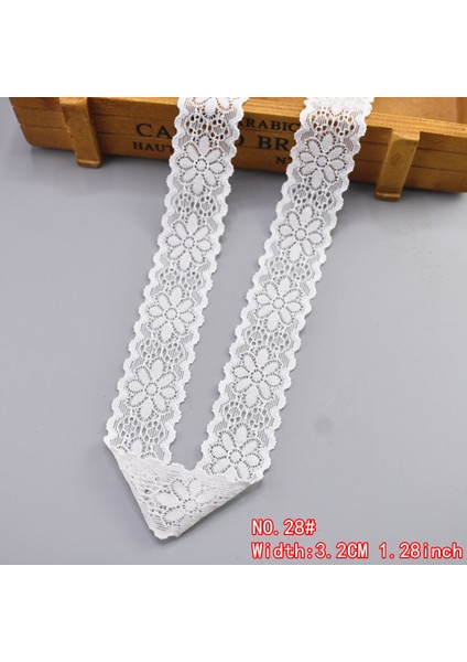 No 28 3.2cm 1.28 Inç Stili 5 Yardlot Yüksek Li Beyaz Elastik Dantel Şerit Düzeltir Iç Çamaşırı Dantel Trim Dikiş Dekorasyon Için Işlemeli Afrika Dantel Kumaş (Yurt Dışından)