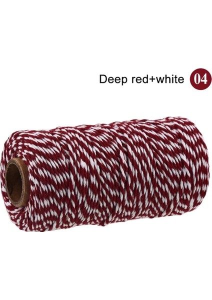 04 Koyu Kırmızı Beyaz Stil 100MROLL Pamuk Kordon Fırıncı Sicim Renkli Pamuk El Sanatları Sicim Makrome Kordon Dize Dıy Ev Tekstili Hediye Sarma Düğün Dekor (Yurt Dışından)