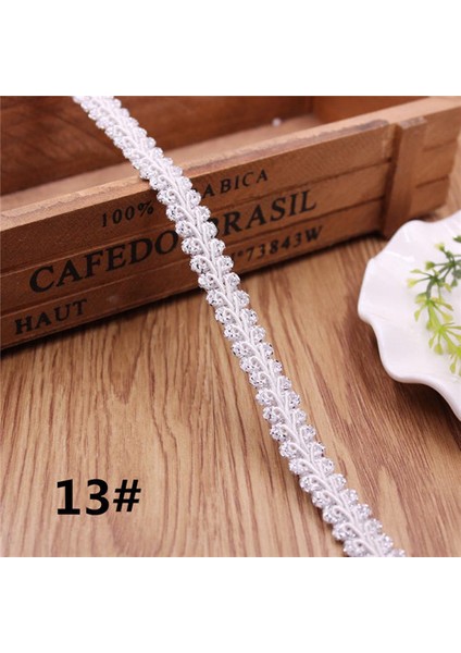 Gümüş Tarzı 12MM 8 Yard 12MM Eğri Pamuk Dantel Trim Kırkayak Örgülü Şerit Kumaş El Yapımı Dıy Elbise Dikiş Dantel Trim Malzemeleri Zanaat Aksesuarları (Yurt Dışından)