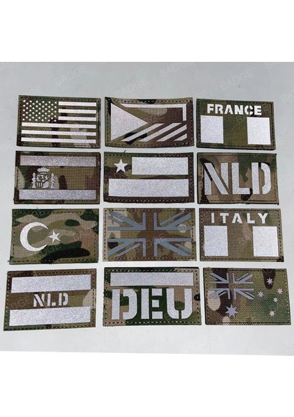 Fr Deve 5X8CM Stili Multicam Bayrak Fransa Ispanya Amerika Kanada Israil Au Nl Ingıltere Polis Özel Kuvvet Ir Kızılötesi Askeri Yansıtıcı Yamalar Rozeti (Yurt Dışından) modelleri