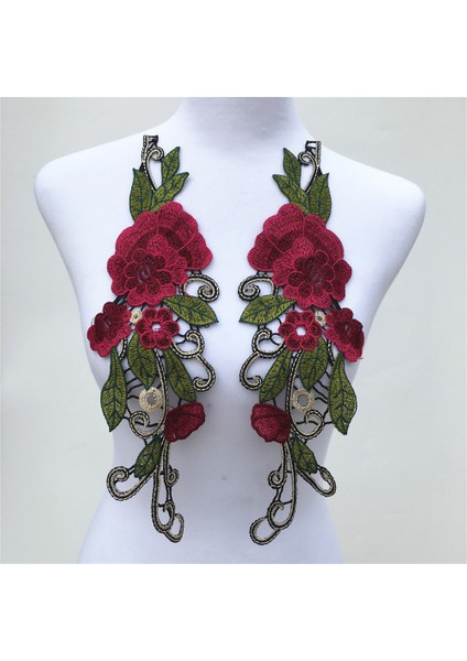 Yeşil Stil Et Gül Çiçek Nakış Dantel Yamalar Sticker Giysi Venise Çiçek Işlemeli Aplike Dantel Trim Dekore Edilmiş (Yurt Dışından)