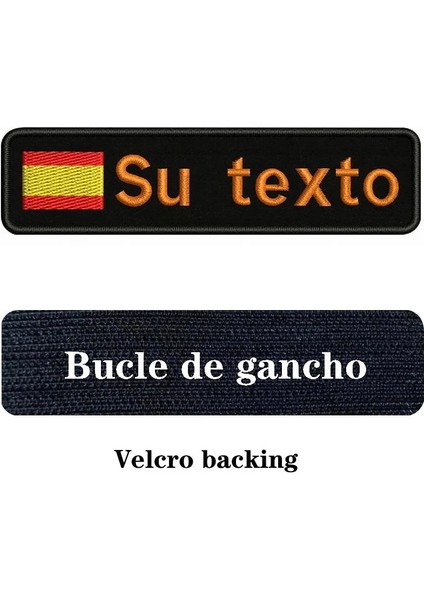 Turuncu-Velcro Tarzı Ispanyol Bayrağı Ispanya 10X2.5 cm Nakış Özel Ad Metin Yama Çizgili Rozet Demir On Veya Velcro Destek Yamaları Sırt Çantası Şapka (Yurt Dışından)