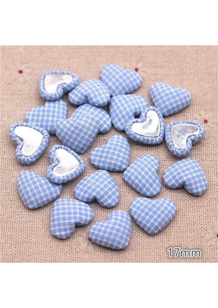 K Tarzı Adet Karışık Renkler Kafes Kumaş Kaplı Kalp Düğmesi Flatback Cabochon Dıy Dekorasyon Düğmesi Scrapbooking, BK1027 (Yurt Dışından)