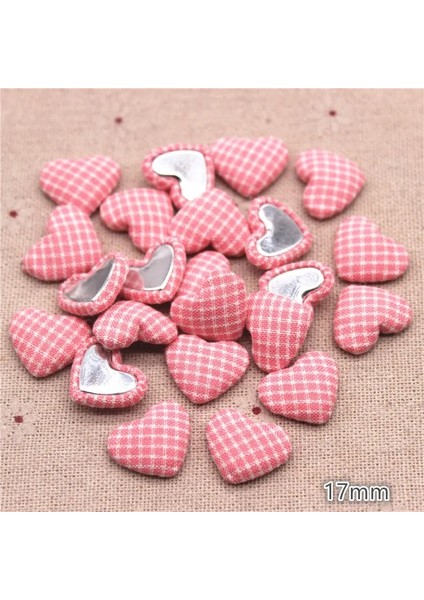K Tarzı Adet Karışık Renkler Kafes Kumaş Kaplı Kalp Düğmesi Flatback Cabochon Dıy Dekorasyon Düğmesi Scrapbooking, BK1027 (Yurt Dışından)