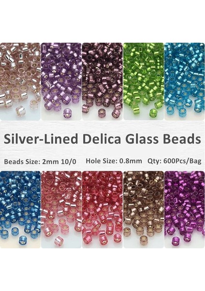 DD1343 Lila Stili 2mm 600 Adet Yüksek Li 2mm Delica Gümüş Kaplı Cam Tohum Boncuk Üniforma Yuvarlak Spacer Cam Boncuk Dıy Bilezik Kolye Için (Yurt Dışından) fiyatları