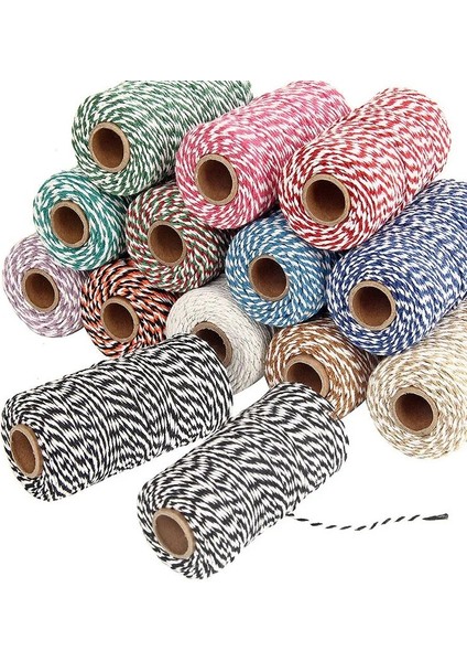 Renk 05 Stili 100 Metersroll 2mm Pamuklu Fırıncı Sicim Halat Kordon Noel Düğün Dekorasyon Hediye Paketleme Rustik Ülke El Sanatları (Yurt Dışından) modelleri