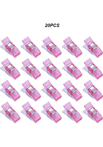 Pembe 20 Adet Tarzı Iş Ayak Kılıfı Çok Renkli Plastik Klipsler Kumaş Kelepçeler Patchwork Kıvırma Dikiş Araçları Dikiş Aksesuarları Clothelamp (Yurt Dışından)