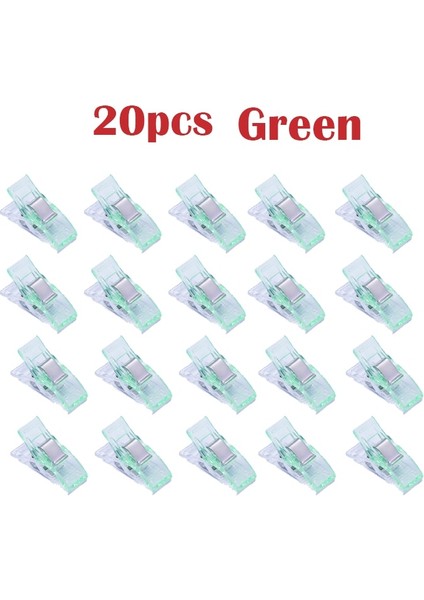 20 Adet Yeşil Stil Mıusıe Iş Ayak Kılıfı Renkli Plastik Klipsler Kumaş Kelepçeler Patchwork Hemming Dikiş Araçları Dikiş Aksesuarı (Yurt Dışından)