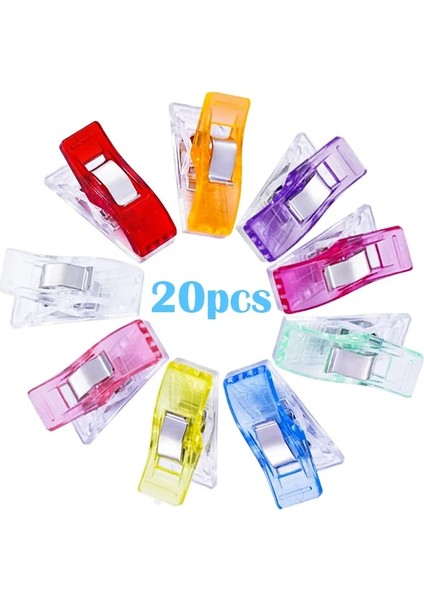20 Adet Yeşil Stil Mıusıe Iş Ayak Kılıfı Renkli Plastik Klipsler Kumaş Kelepçeler Patchwork Hemming Dikiş Araçları Dikiş Aksesuarı (Yurt Dışından)