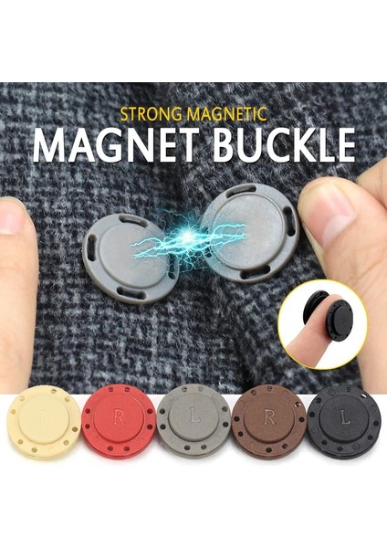 BEJ-5PCS-21MM Tarzı 5 Takım Yüksek Dereceli Görünmez Plastik Mıknatıs Düğme Toka Giyim Dekorasyon Işi Dikiş Seti Giyim El Sanatları Yaka Çiceği Couture (Yurt Dışından) fırsatları