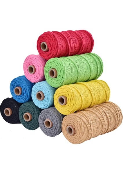 No.9 Tarzı Yards 100% Pamuk Kordon Renkli Kordon Ip Bej Bükülmüş El Sanatları Makrome Ip Dıy Ev Tekstili Dekoratif Tedarik (Yurt Dışından)