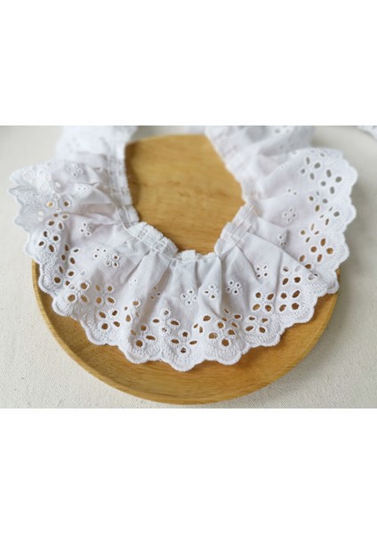 8cm Geniş Beyaz Pamuklu Dantel Pileli Fırfır Trim Hollow Nakış Gipür 3D Dantel Kumaş Şerit Etekler Saçak Atkılar Dikiş Dekor (Yurt Dışından)
