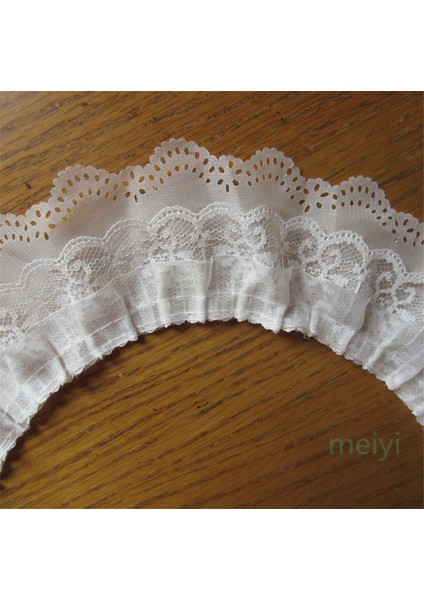 Beyaz Stil 1 Yard 3 Katmanlı Pileli Organze Dantel Şerit Toplanan Örgü Kumaş El Yapımı Dıy Gelinlik Dantel Trim Dikiş Bebek Oyuncak Craft 6.5cm (Yurt Dışından)
